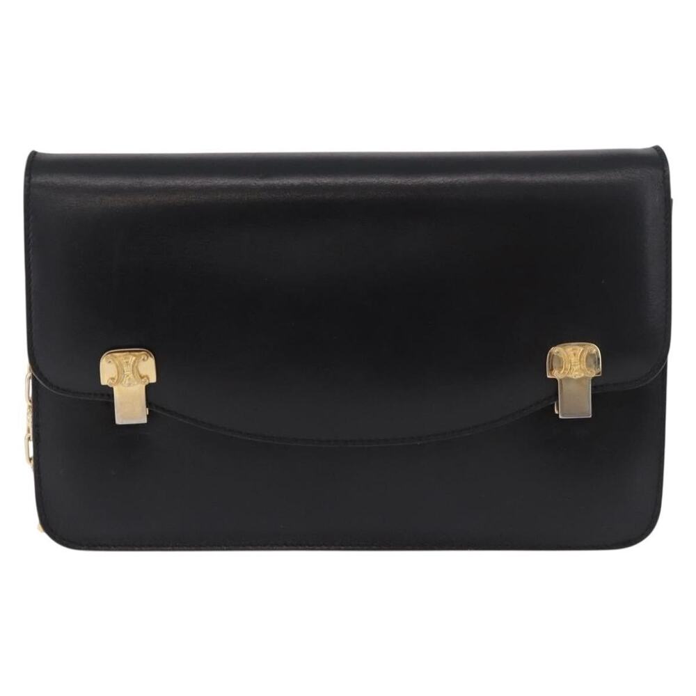 Celine Leather Chain Shoulder Bag Black
